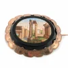 Broche ancienne en or jaune avec micromosaïque d'onyx