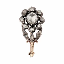 Broche ancienne fleur diamants