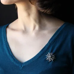Broche ancienne flocon diamants
