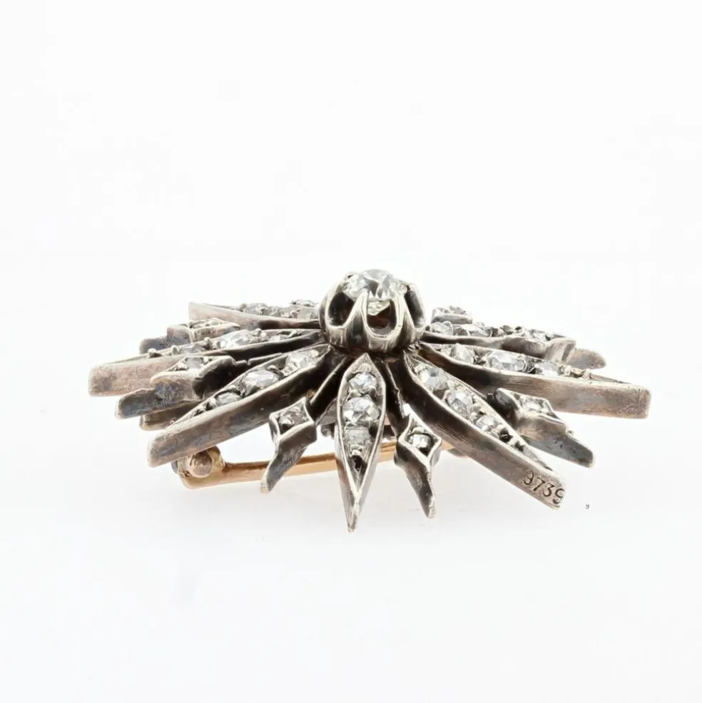Broche ancienne flocon diamants