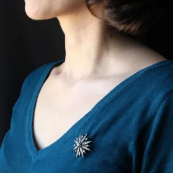 Broche ancienne flocon diamants