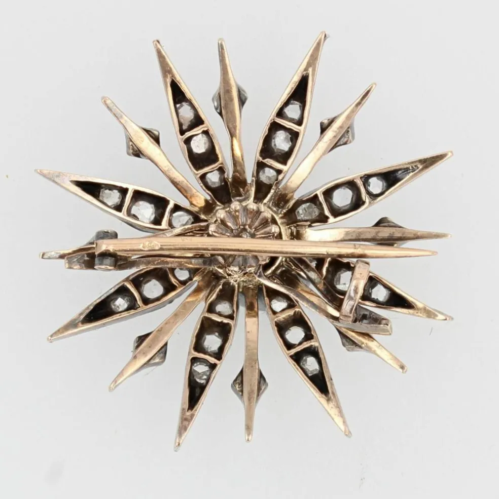 Broche ancienne flocon diamants