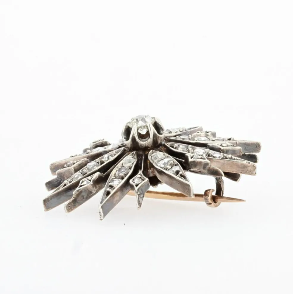 Broche ancienne flocon diamants