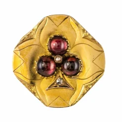 Broche ancienne grenats cabochons et diamants
