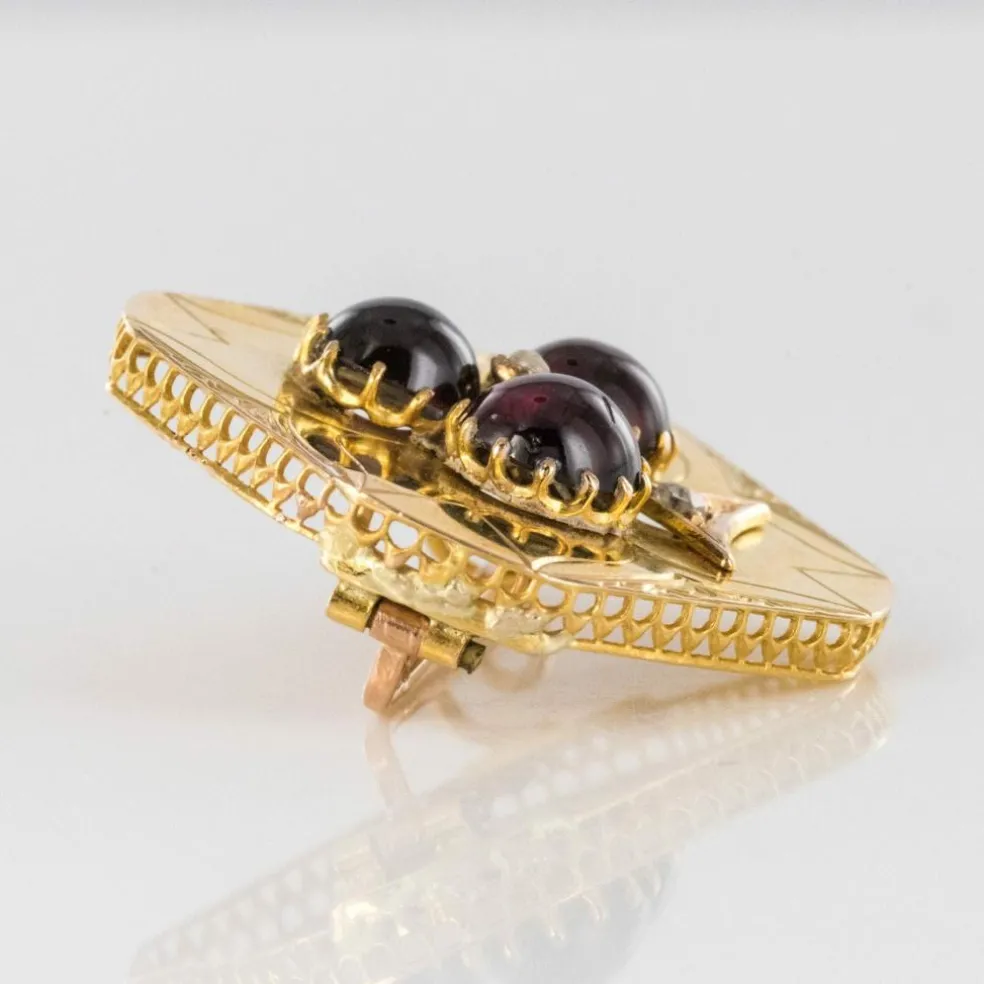 Broche ancienne grenats cabochons et diamants