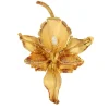 Broche ancienne lys en or mat et perle