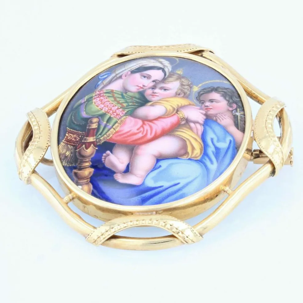 Broche ancienne émail et or