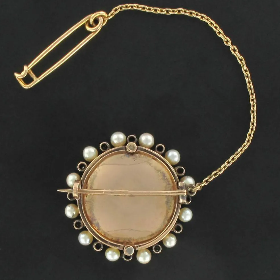 Broche ancienne miniature perles fines et diamants