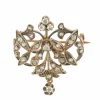 BROCHE ANCIENNE OR, ARGENT & DIAMANTS