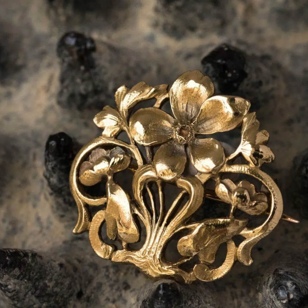 Broche ancienne or Art nouveau
