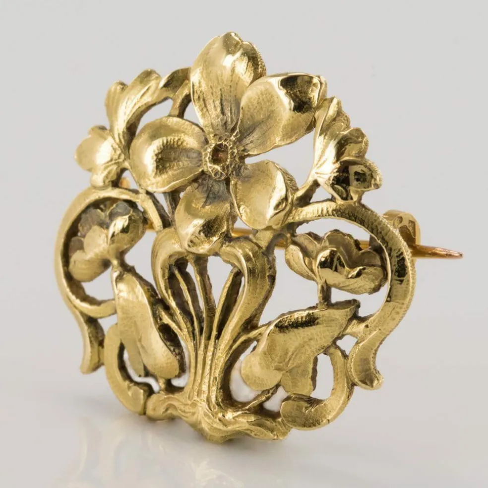 Broche ancienne or Art nouveau