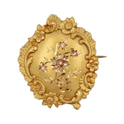 Broche ancienne or jaune et diamants taillés en rose