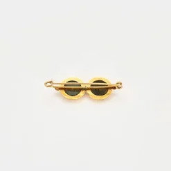 Broche Ancienne Or Onyx Perles