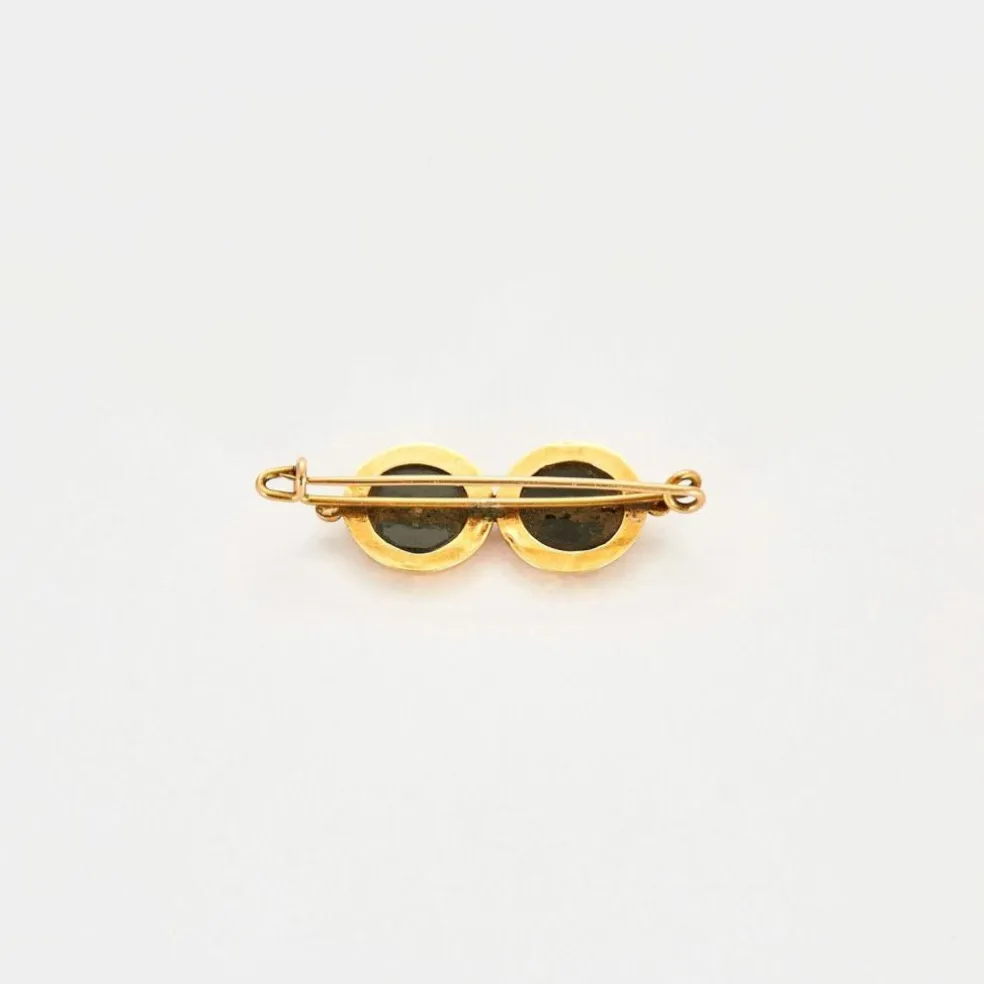 Broche Ancienne Or Onyx Perles