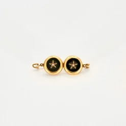 Broche Ancienne Or Onyx Perles