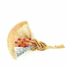 Broche Ancienne or rose et platine rubis et diamants