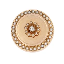 Broche ancienne or rose perles fines et diamant