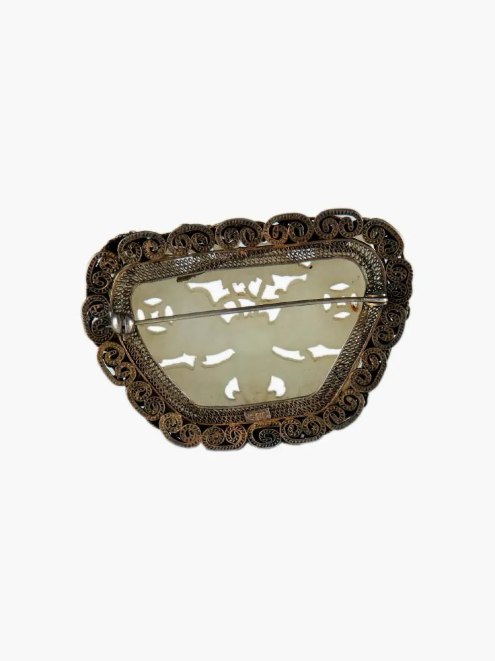BROCHE ANCIENNE "PAPILLON" ARGENT & BAKELITE