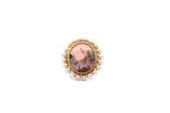 Broche ancienne peinture sur nacre
