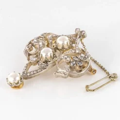 Broche ancienne Perles et Diamants