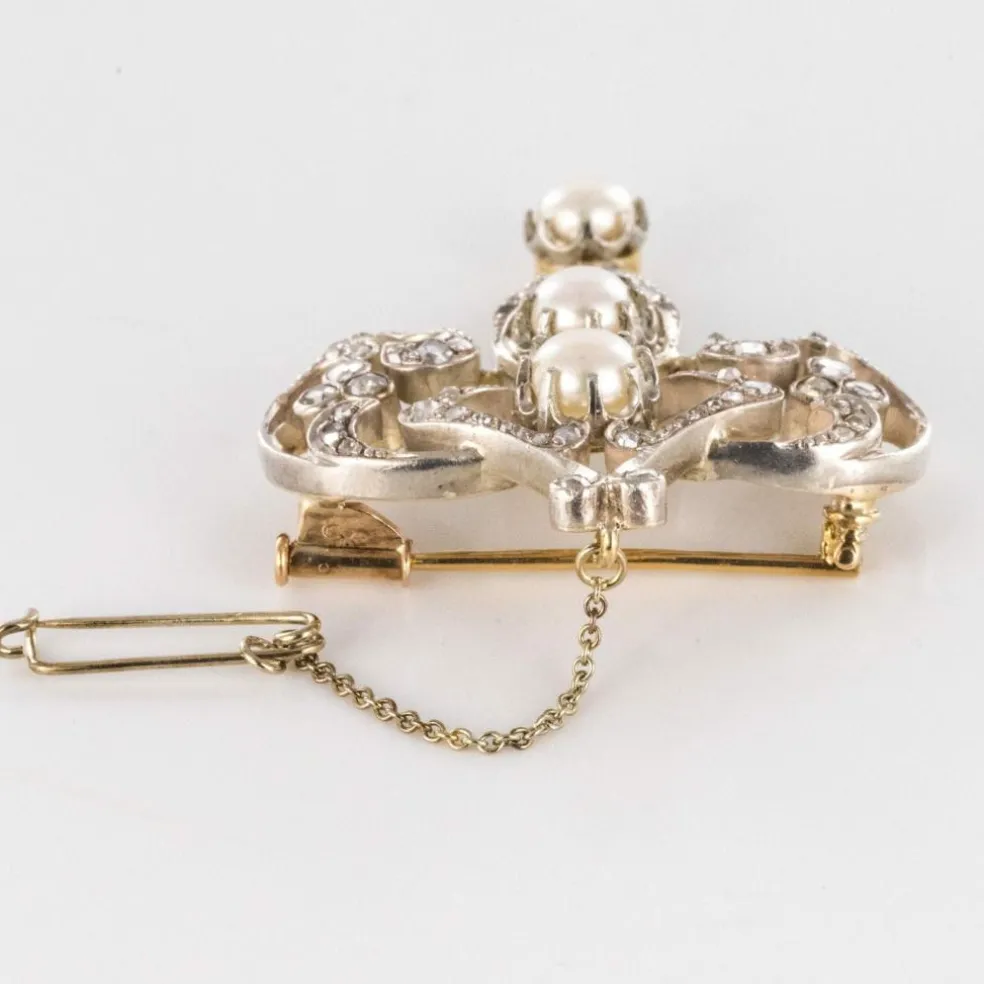 Broche ancienne Perles et Diamants