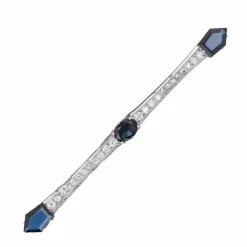 Broche ancienne saphirs diamants barrette