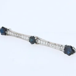 Broche ancienne saphirs diamants barrette