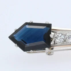 Broche ancienne saphirs diamants barrette