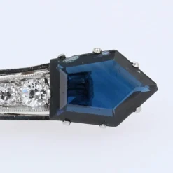 Broche ancienne saphirs diamants barrette