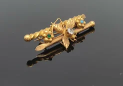Broche animalière ancienne or jaune diamant