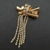 Broche Années 50 Saphir, Citrines, Diamants Et Perles