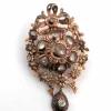 Broche antique en or rose 9 carats avec diamants taille rose