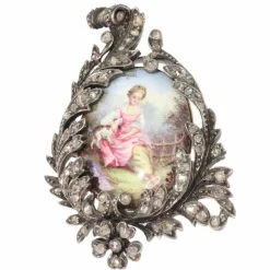 Broche argent diamant