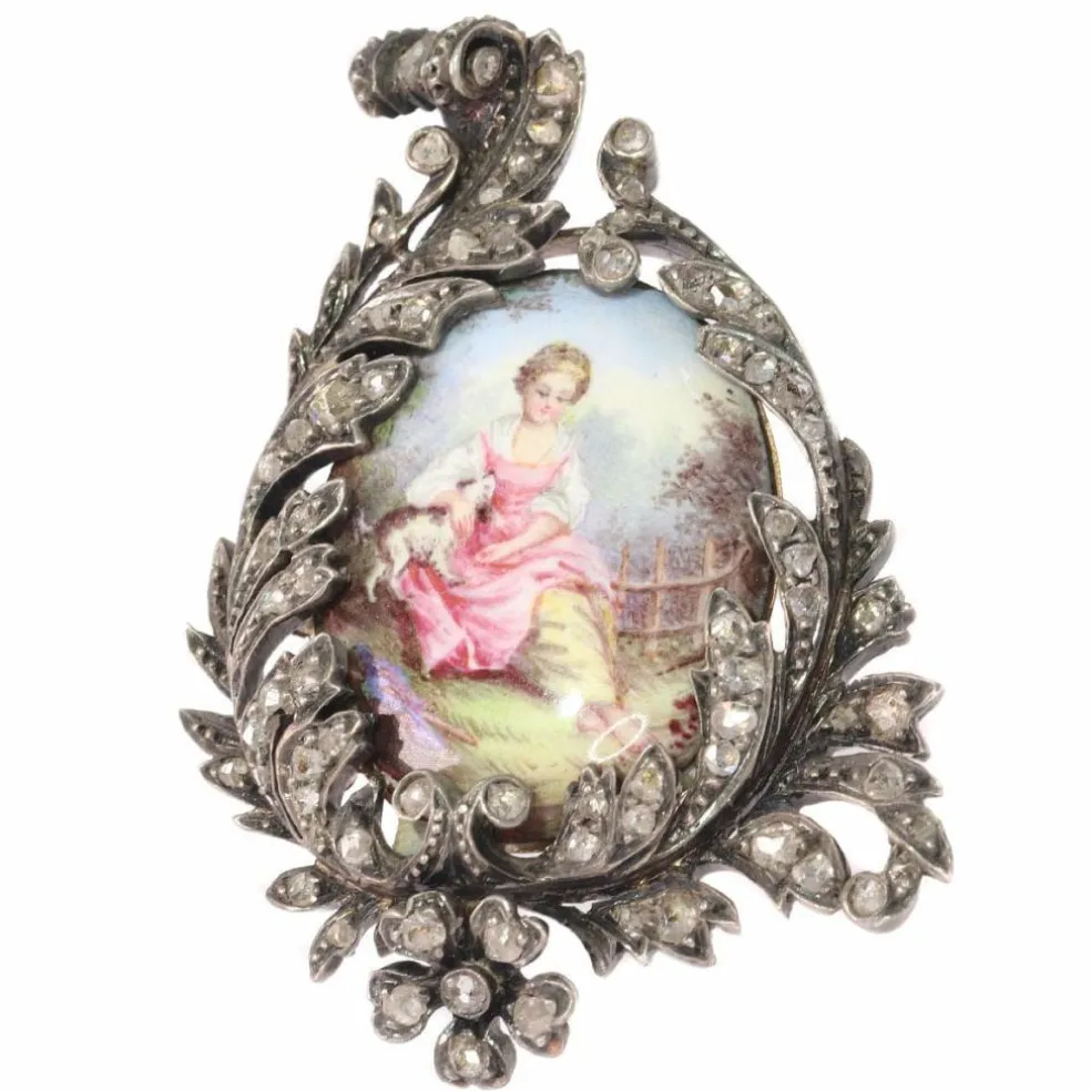 Broche argent diamant