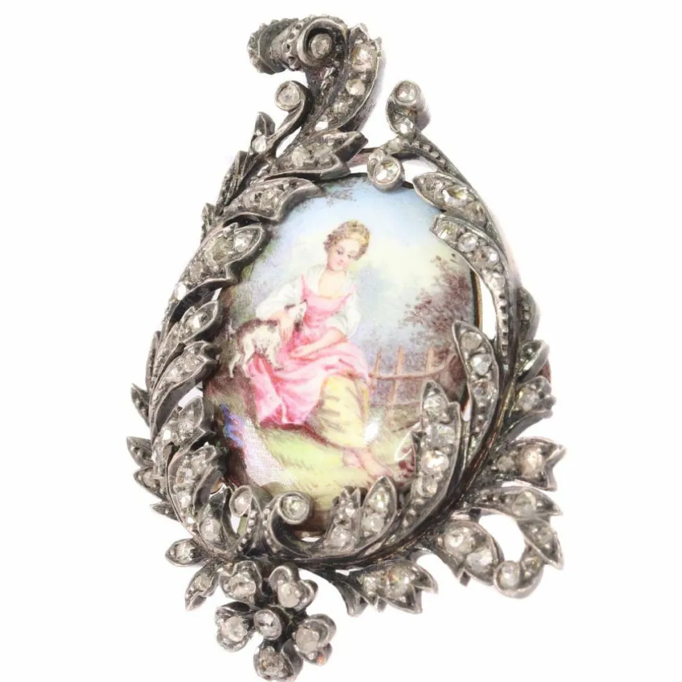 Broche argent diamant