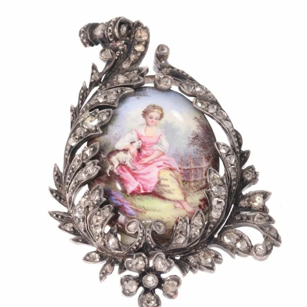 Broche argent diamant