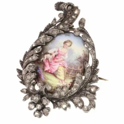 Broche argent diamant