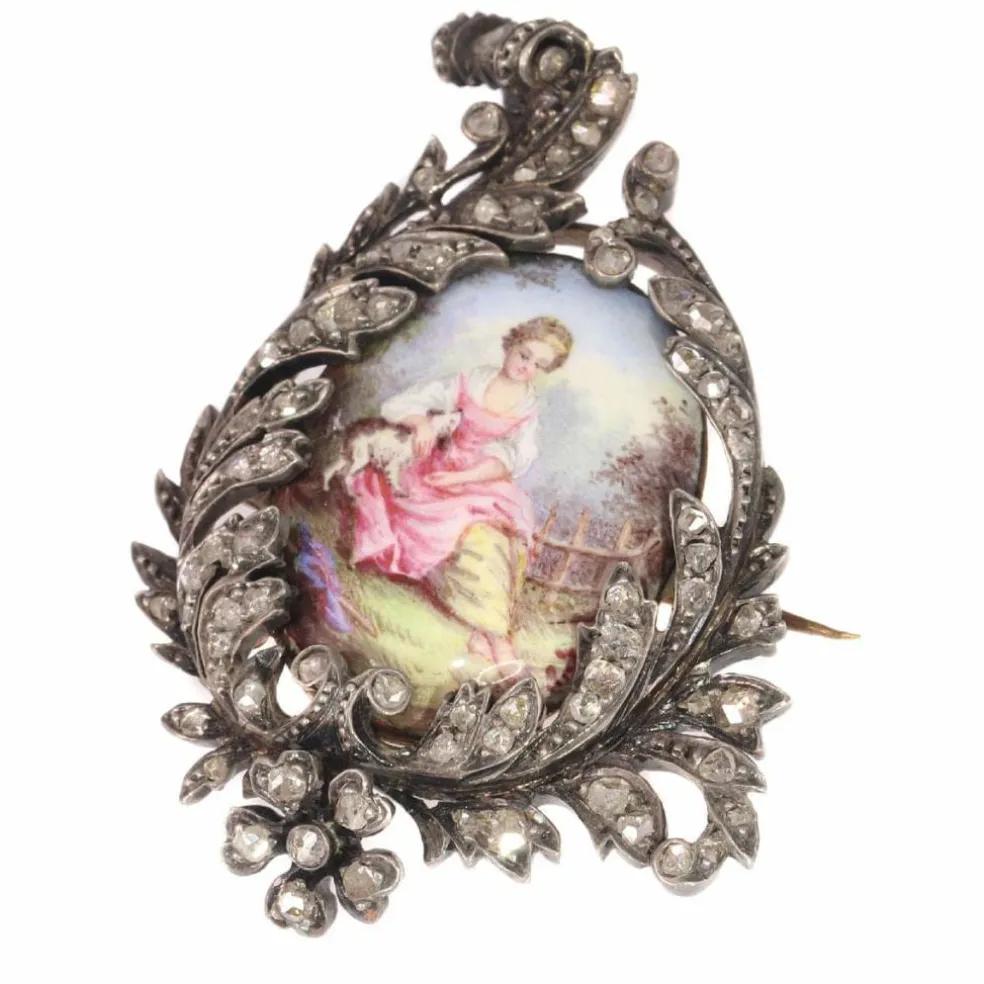 Broche argent diamant