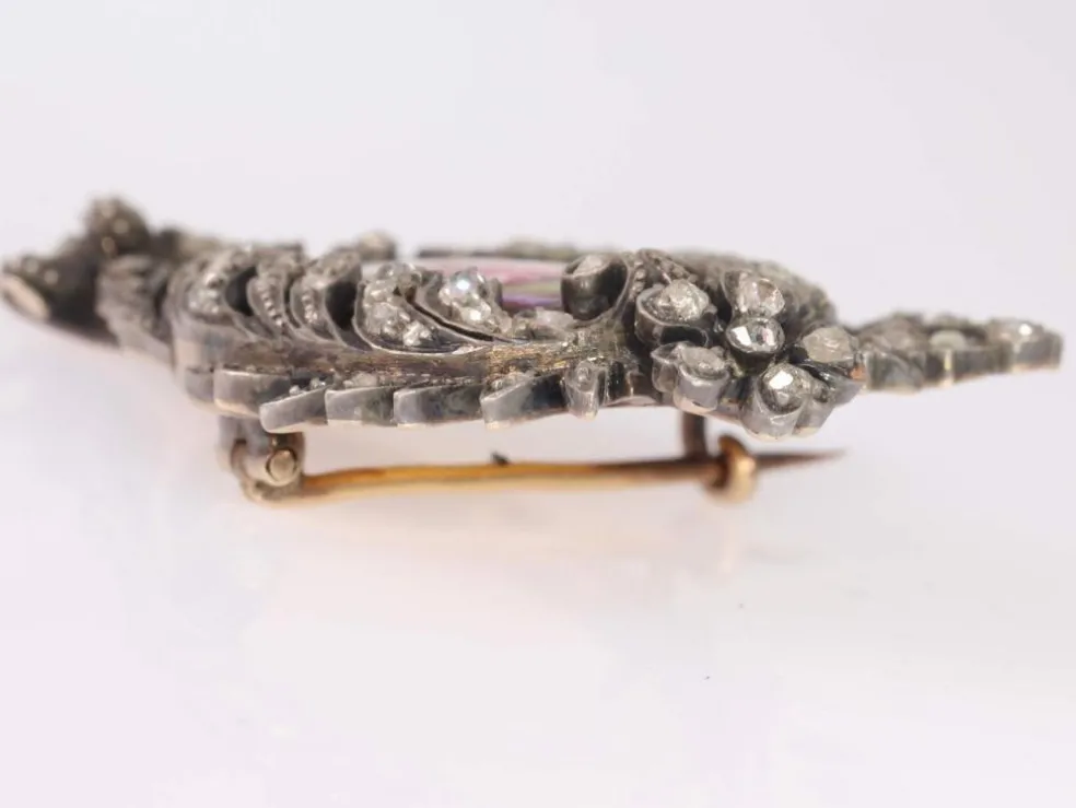 Broche argent diamant