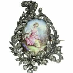 Broche argent diamant