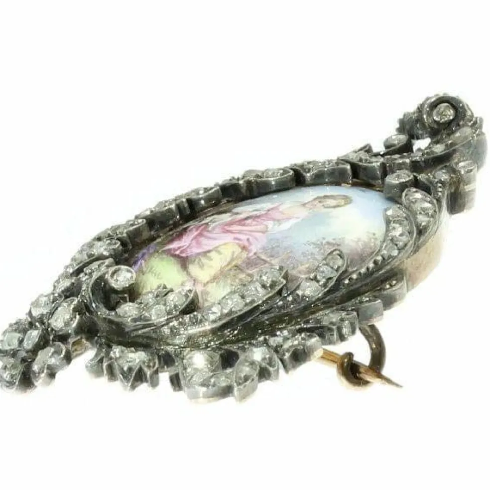 Broche argent diamant