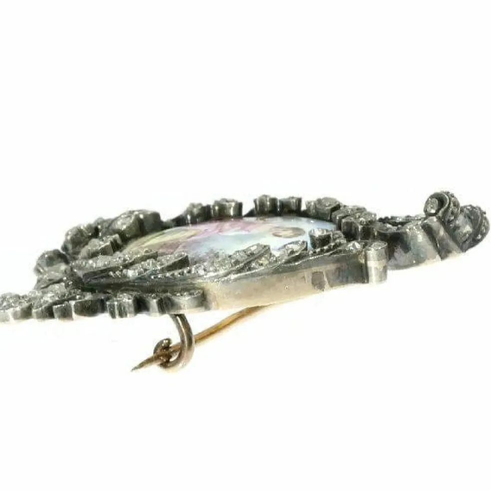 Broche argent diamant
