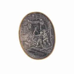 Broche argent et or jaune