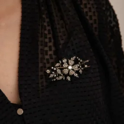 Broche argent sur or et diamants