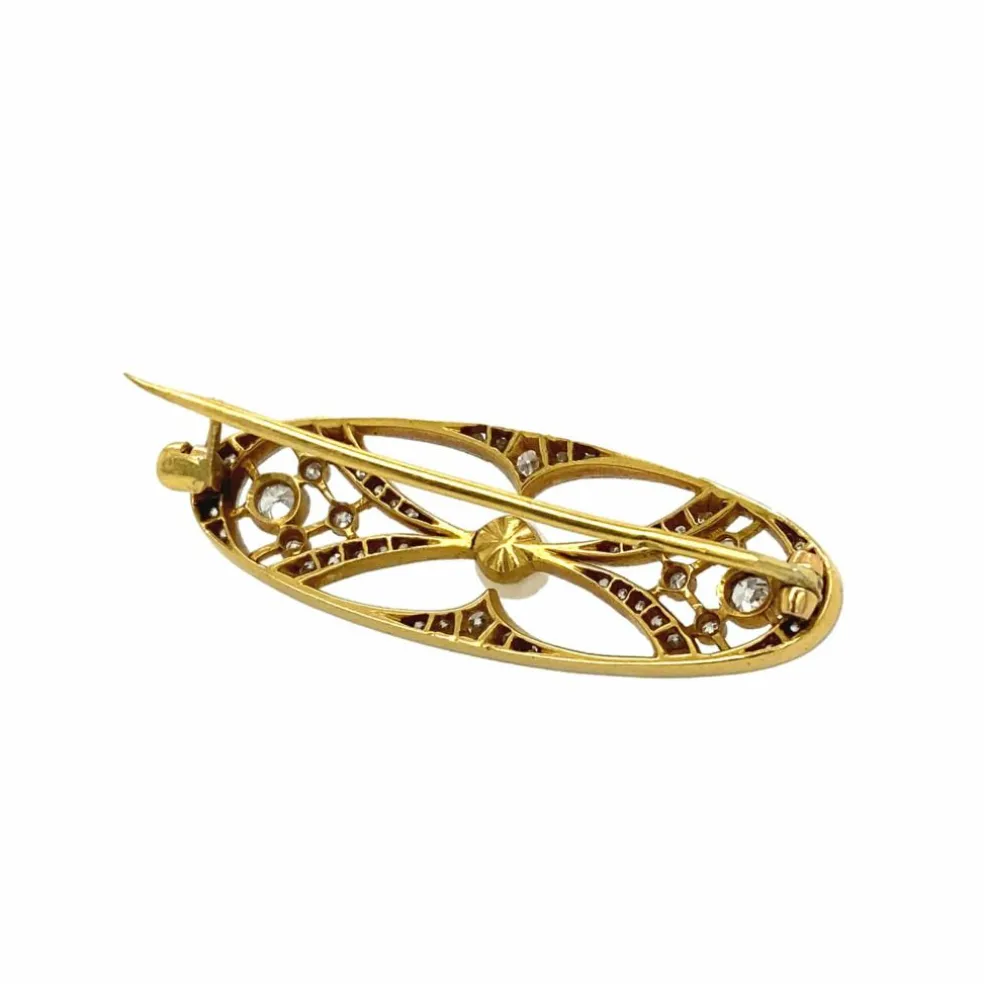 Broche Art Déco Diamants et Perle