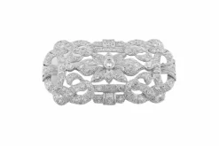 Broche Art Déco en or blanc avec diamants