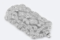 Broche Art Déco en or blanc avec diamants