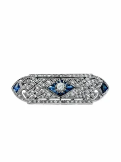 Broche Art Déco en Or, Platine et Diamants