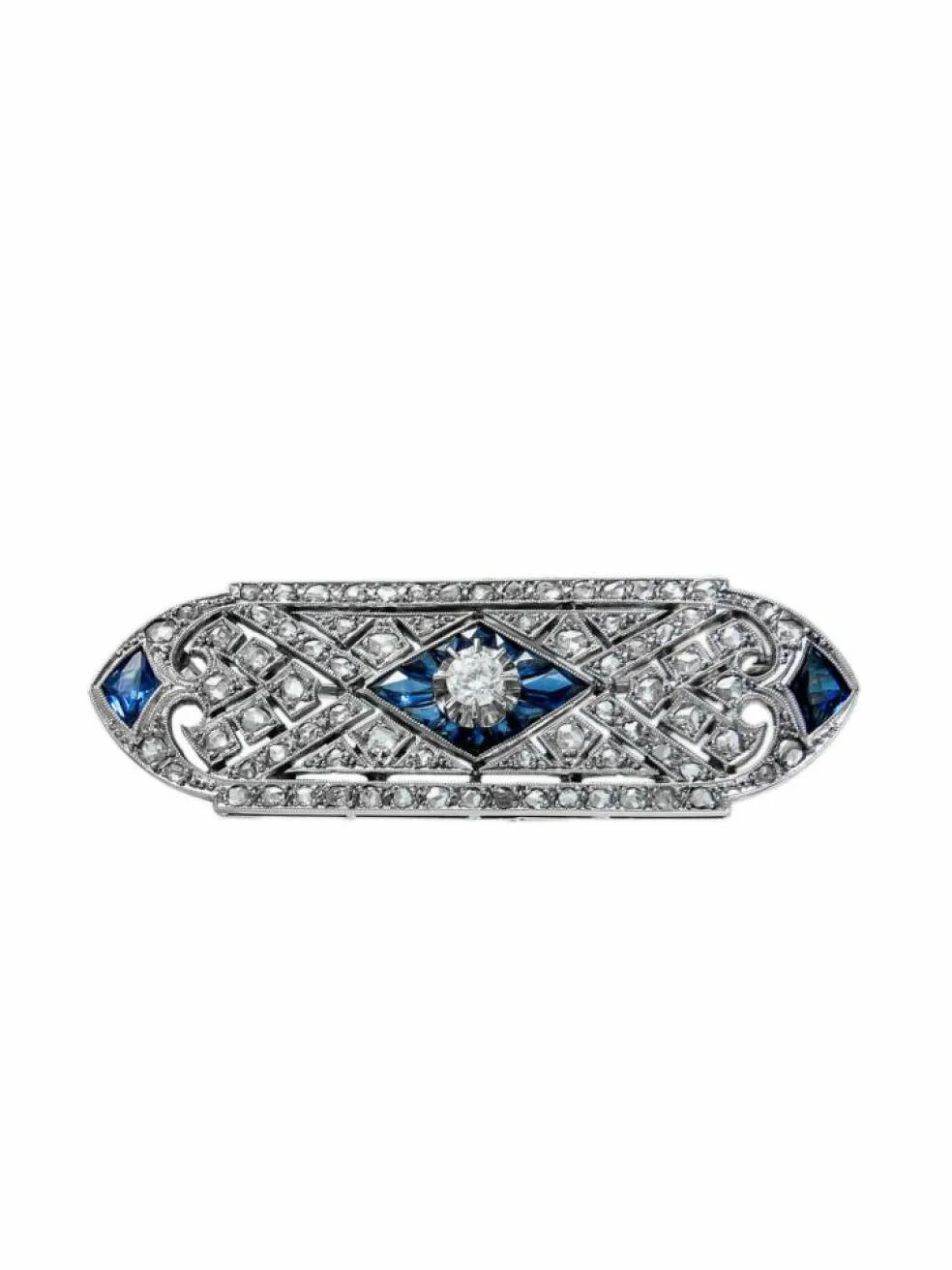 Broche Art Déco en Or, Platine et Diamants