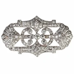 Broche Art Déco en platine avec diamants de 6,30 ct